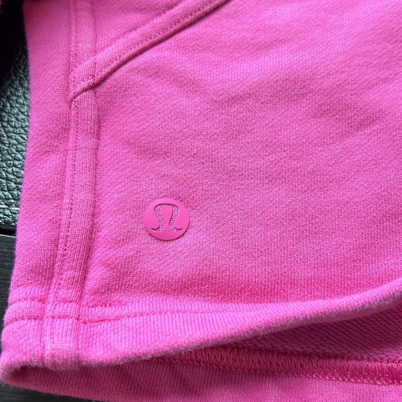 Lululemon All Yours Cropped Hoodie Sonic Pink Cotton Terry Sweatshirt Sz 6 - Picture 7 of 13